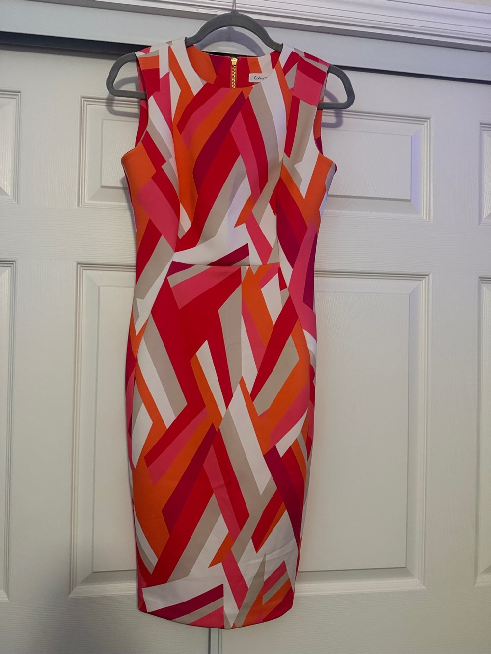Calvin Klein Abstract Geometric Colorblock Sheath Dress Size 4